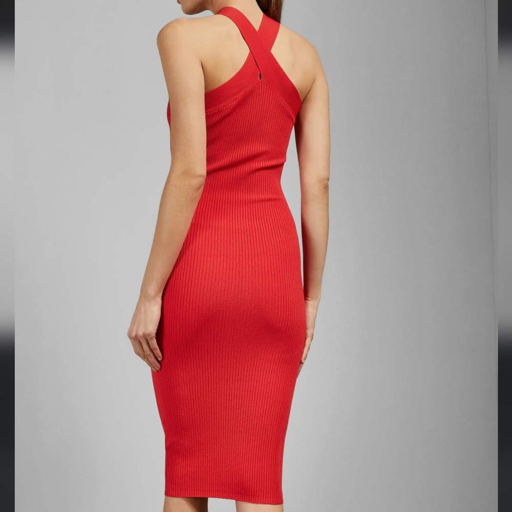 Ted Baker Red Sionna Halter Midi Dress Size 0 - Picture 5 of 10